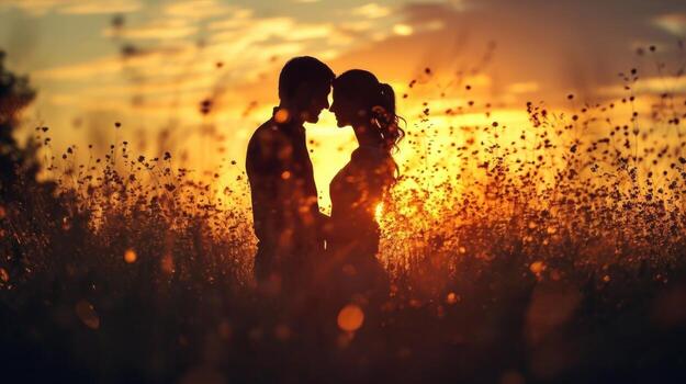 ai-generated-love-story-sunset-background-free-photo